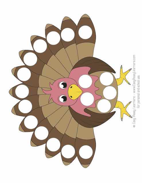 Free turkey do a dot printables