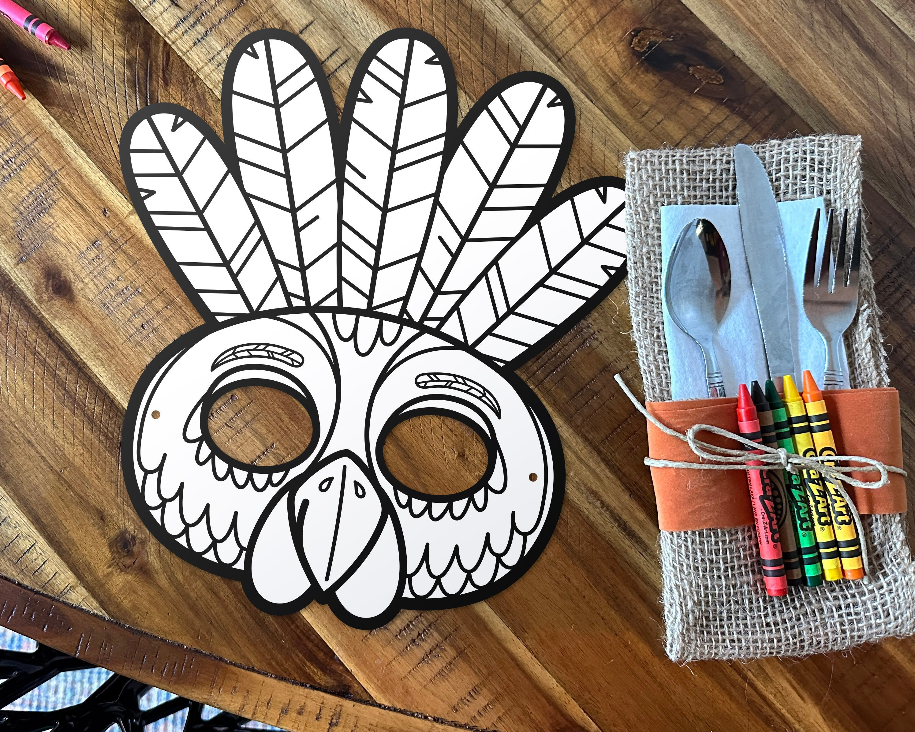 Turkey coloring mask activity thanksgiving craft printable mask coloring page turkey mask instant download thanksgiving kids table