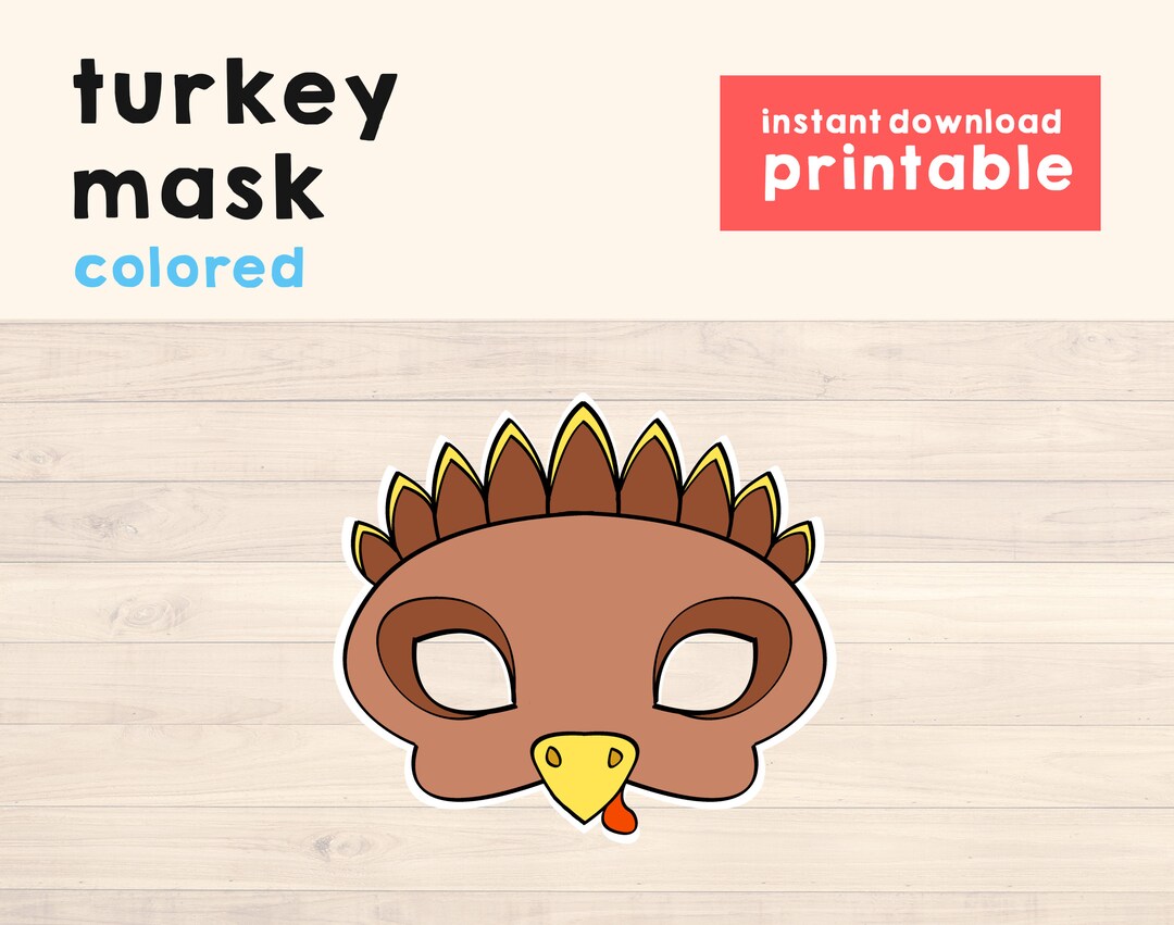 Turkey costume turkey mask thanksgiving printable mask thanksgiving play turkey printable mask thanksgiving costume play instant download