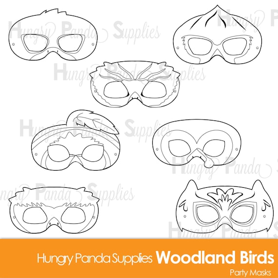 Woodland forest birds printable coloring masks turkey mask owl mask cardinal mask bluebird mask robin mask duck mask quail maskprint