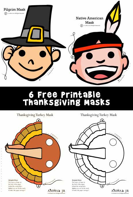 Printable thanksgiving masks woo jr kids activities childrens publishing