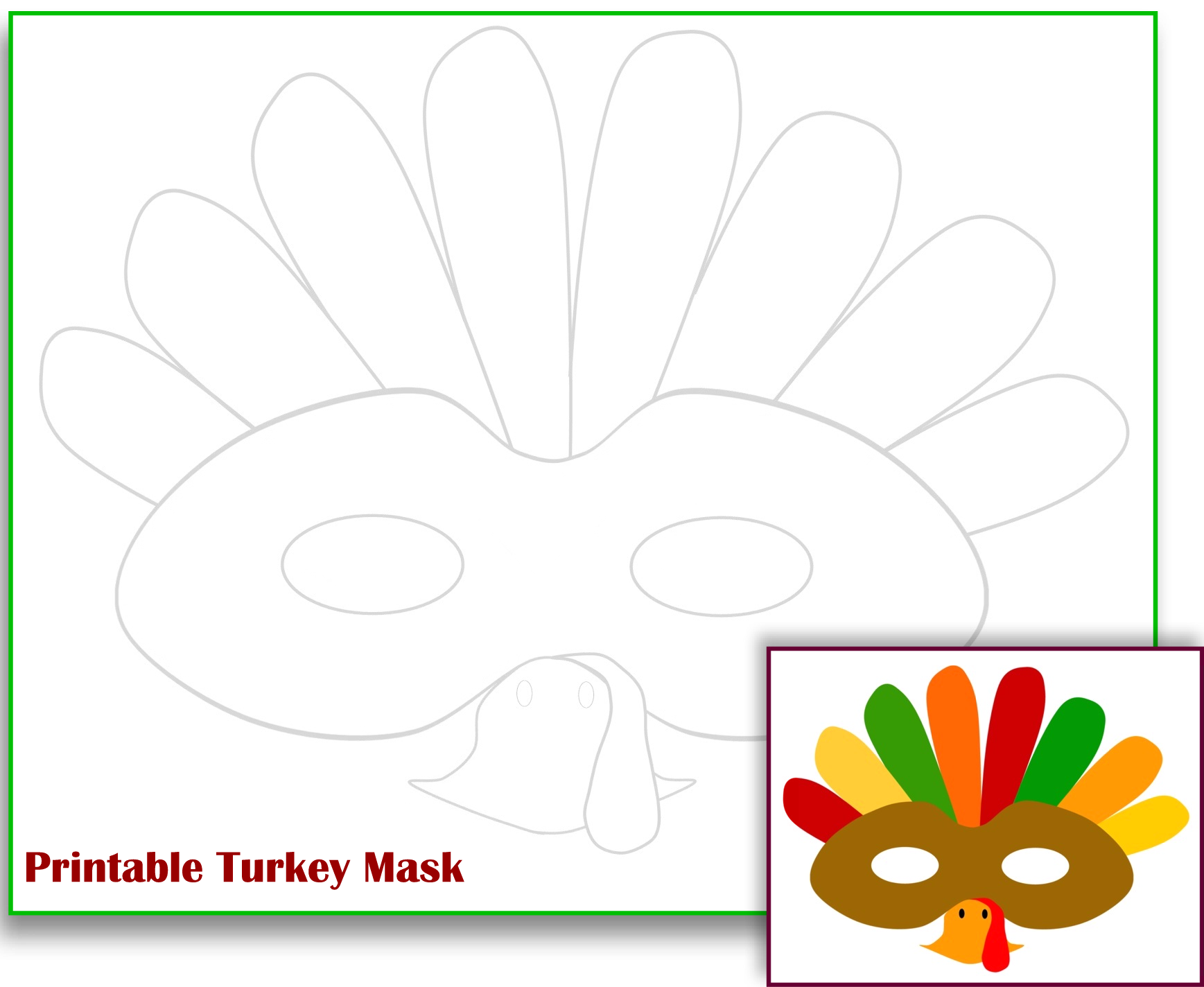 Diy printable turkey mask template the mama zone printable turkey thanksgiving activities for kids fun thanksgiving crafts
