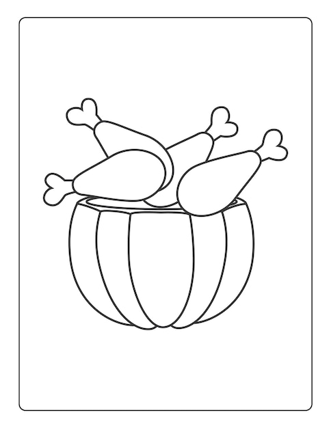 Premium vector thanksgiving coloring pages for kids with turkey and pumpkin black and white activity worksheet