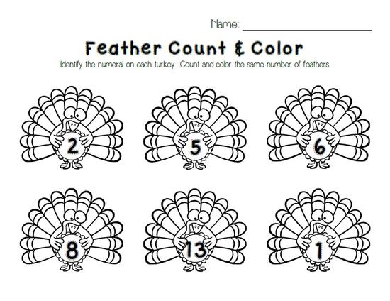 Turkey feather count color printable â