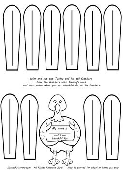 Thanksgiving turkey is thankful cut and color page by jessicarherrera