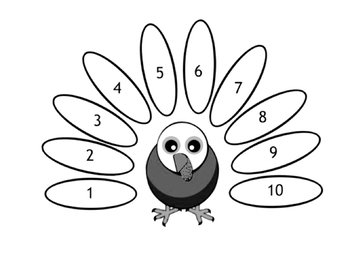 Turkey feather counting coloring page by danaart studio and designs