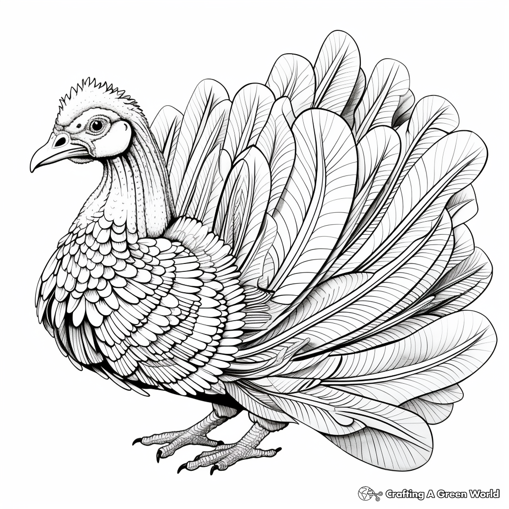 Realistic turkey coloring pages