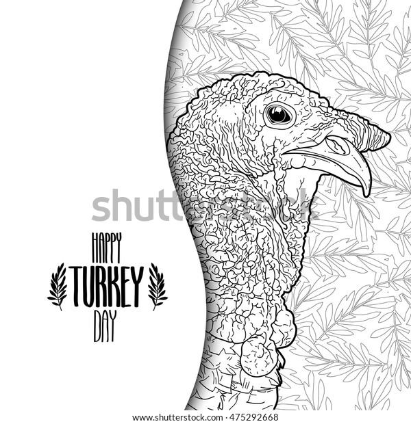 Graphic design turkey head drawn line stock vector royalty free