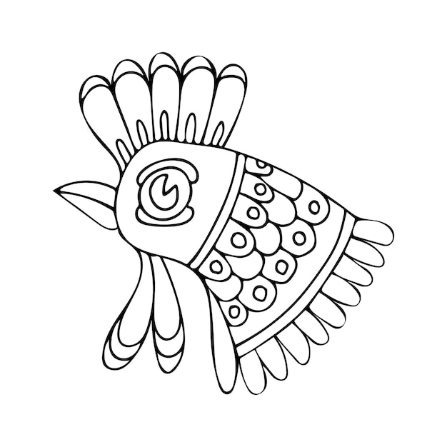 Premium vector country rooster coloring page at dawn the head of a chicken bird farm animal hand drawn vector line drawing coloring book for children and adults black and white sketch