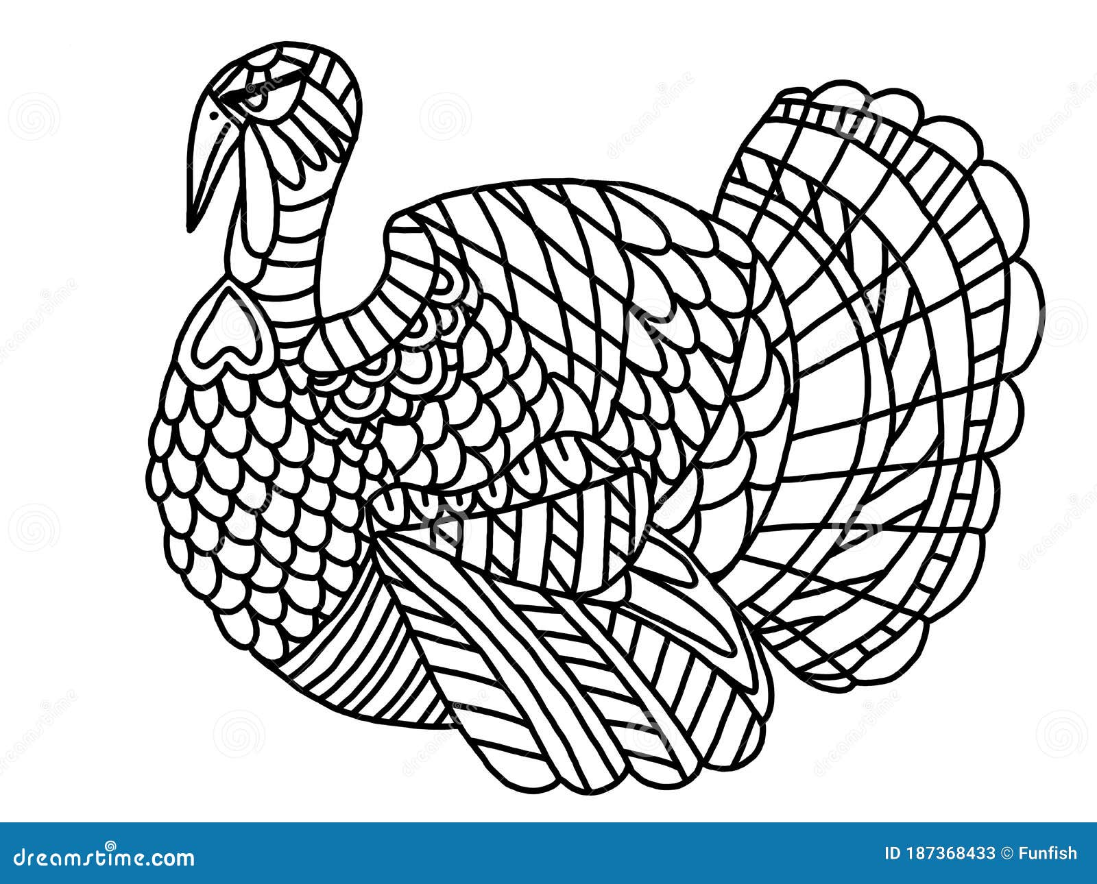 Thanksgiving day coloring page for kids with alife turkey bird stock illustration