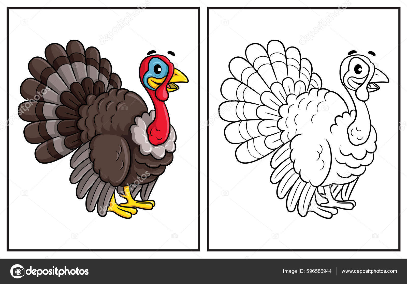 Coloring book cute turkey coloring page colorful clipart character vector stock vector by rubynurbaidi