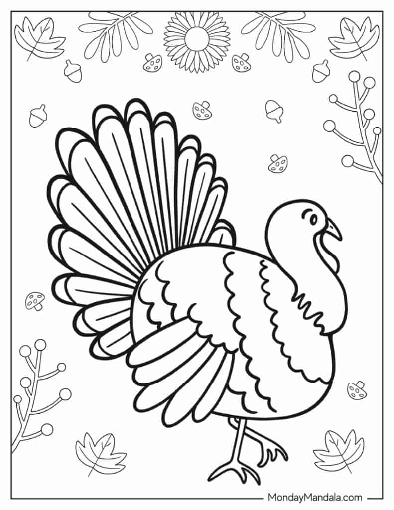 Turkey coloring pages free pdf printables