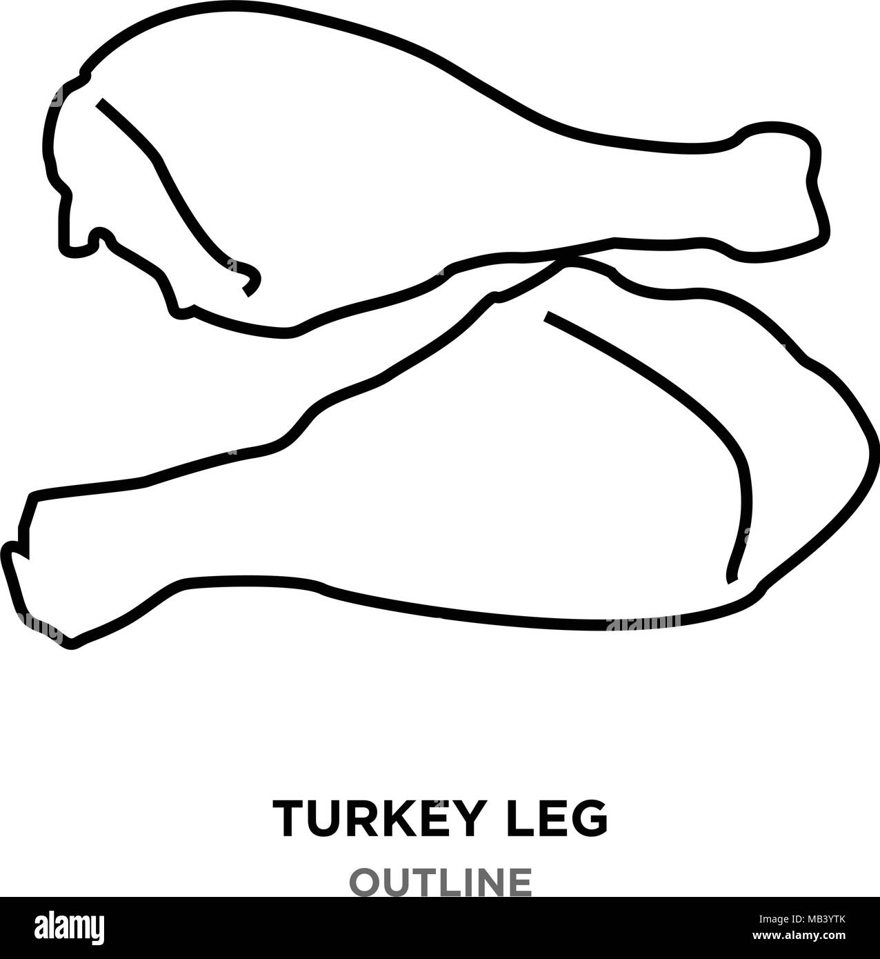 Turkey leg outline on white background stock vector image art