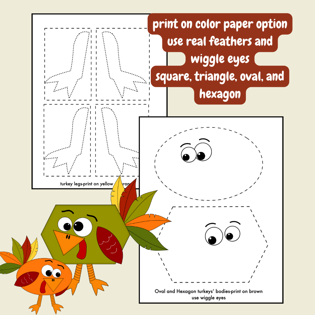 Thanksgiving turkey shapes craft activity made by teachers