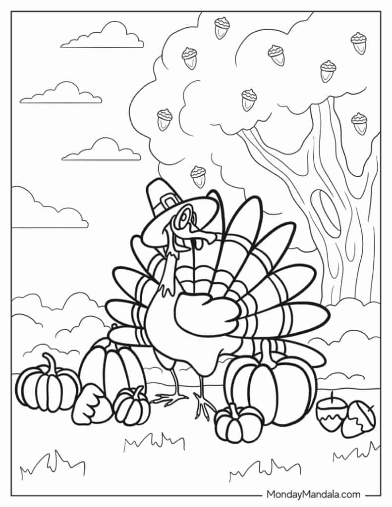 Turkey coloring pages free pdf printables