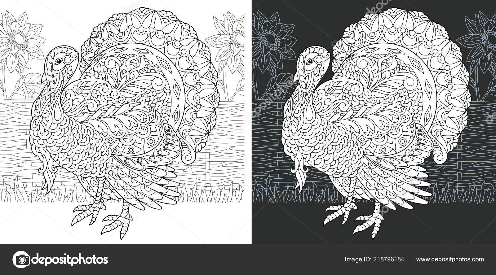 Coloring page coloring book colouring picture turkey drawn zentangle style stock vector by sybirko