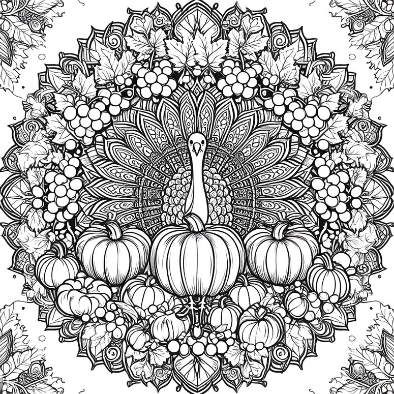 Coloring page thanksgiving mandala