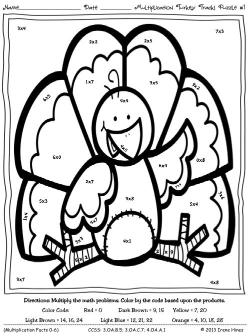 Thanksgiving math multiplication color by number code turkey coloring pages math coloring thanksgiving math thanksgiving math coloring sheets