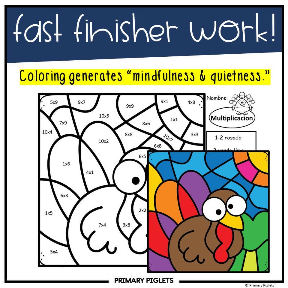 Spanish thanksgiving color by number multiplication thanksgiving color â bilingual marketplace