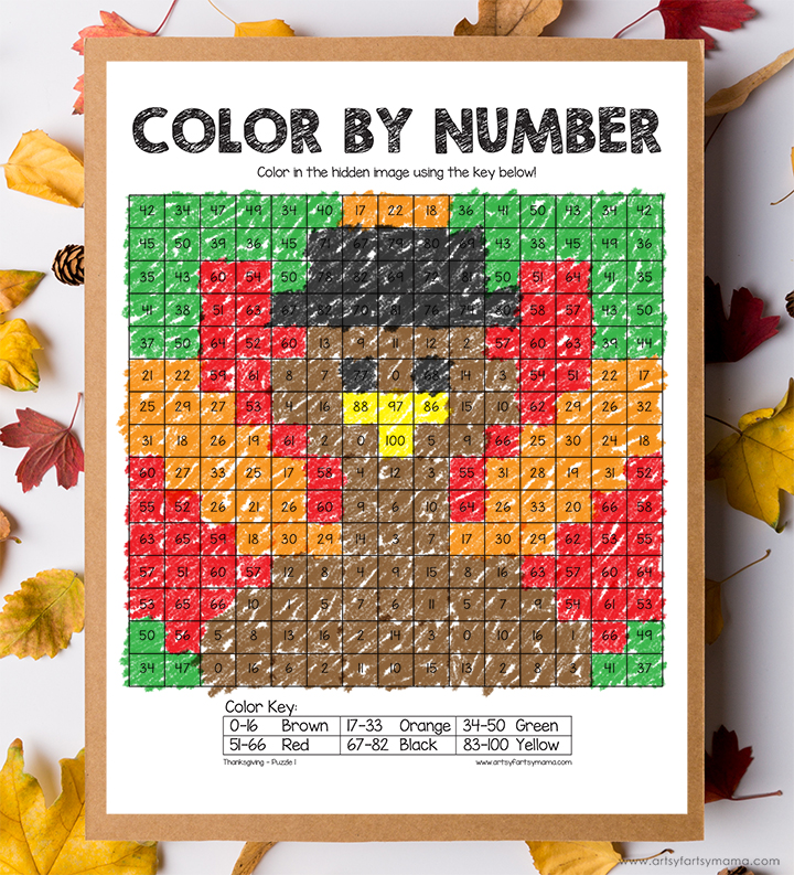 Free printable thanksgiving color by number worksheets artsy