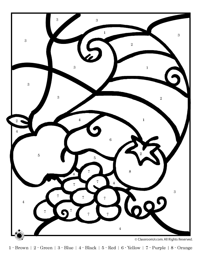 Free thanksgiving color by number printables