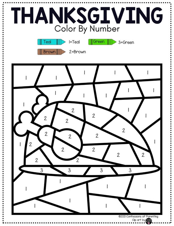Thanksgiving color by number activity for kids printable color by number thanksgiving thanksgiving printable coloring pages