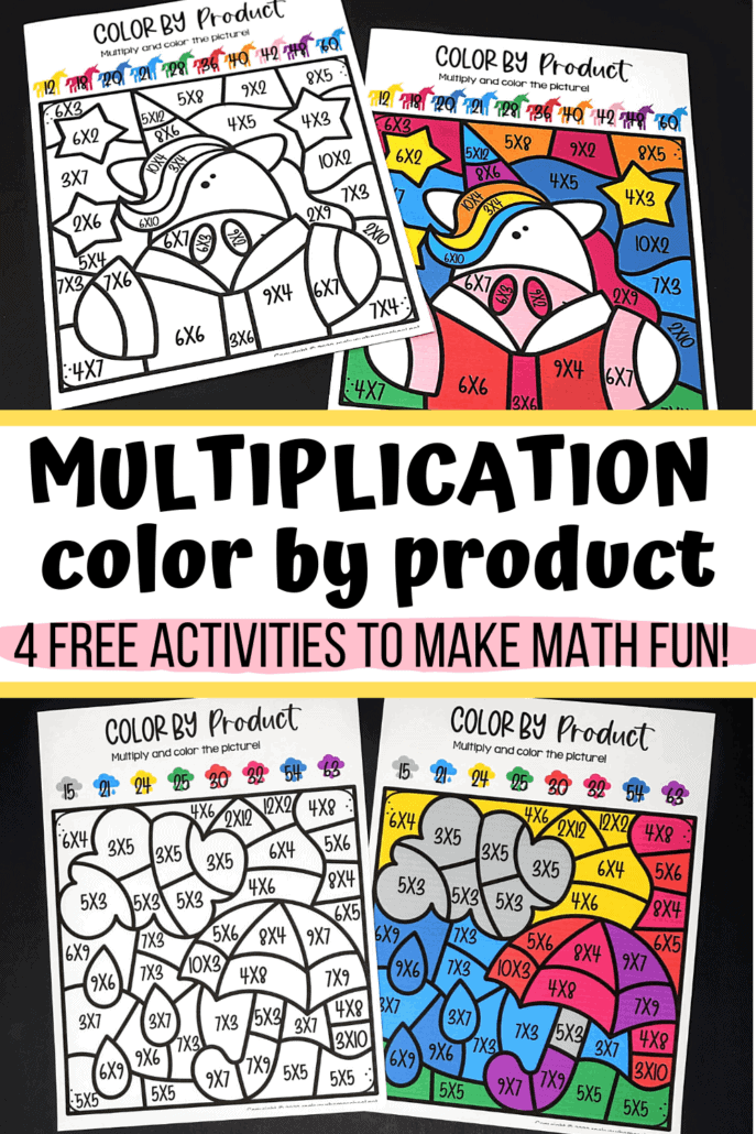 Multiplication coloring worksheets for excellent math fun free
