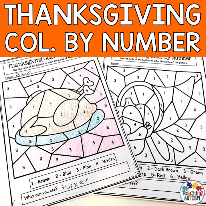 Thanksgiving lour by number worksheets