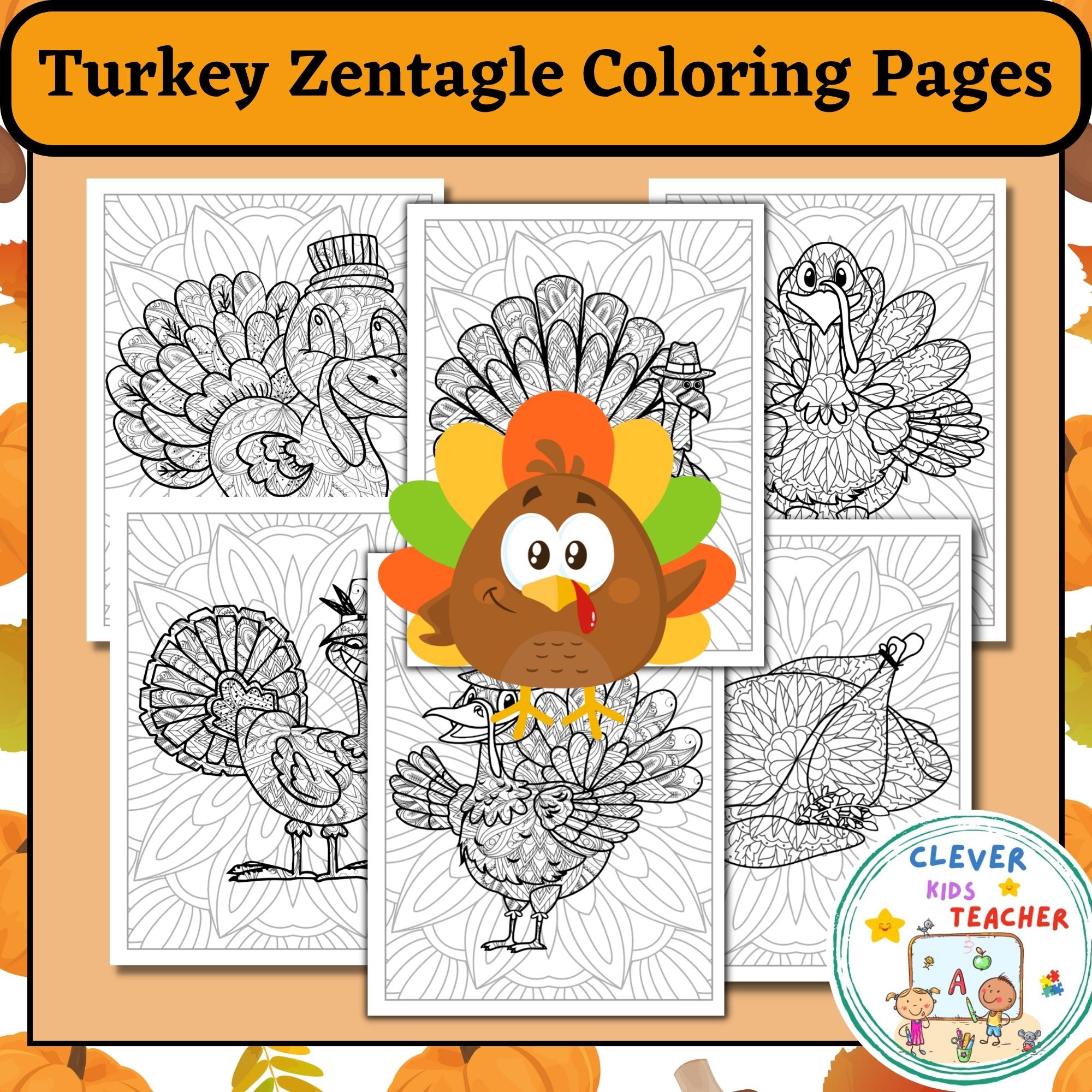 Turkey zentagle coloring pages thanksgiving coloring pages for kids autumn made by teachers