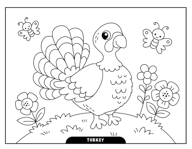 Premium vector turkey coloring pages for kids