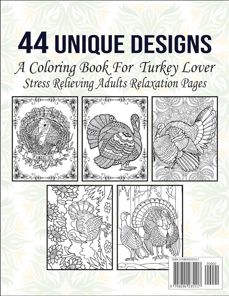 Turkey coloring books for adults fantastic coloring book for turkey lover wild turkey animal coloring pages and floral patterns with beautiful cover designs books