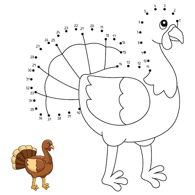 Premium vector dot to dot thanksgiving turkey coloring page