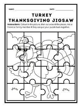 Thanksgiving turkey activities turkey thanksgiving jigsaw coloring pages