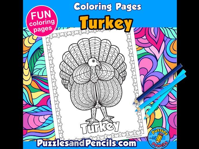 Zentangle turkey colouring activity thanksgiving coloring pages teaching resources