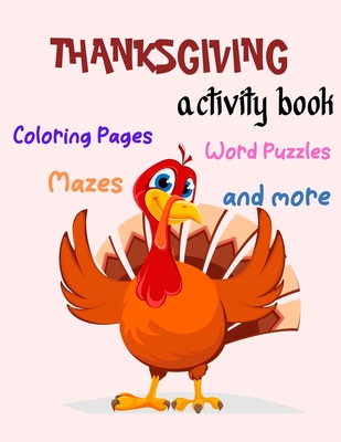 Thanksgiving activity book coloring pages word puzzles mazes