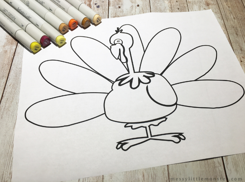 Turkey colouring page zentangle art