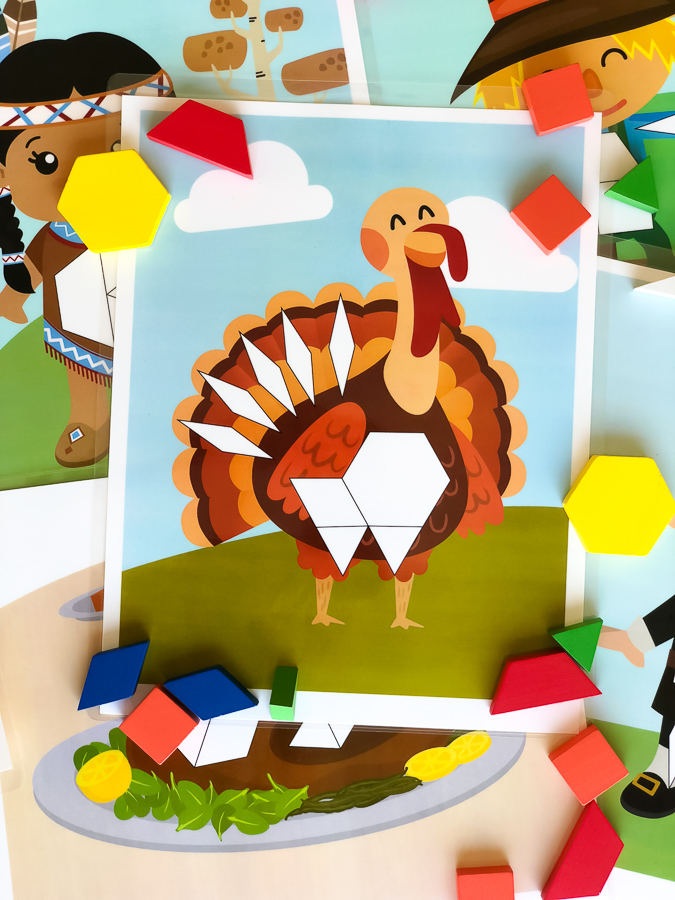Thanksgiving pattern block mats for kids