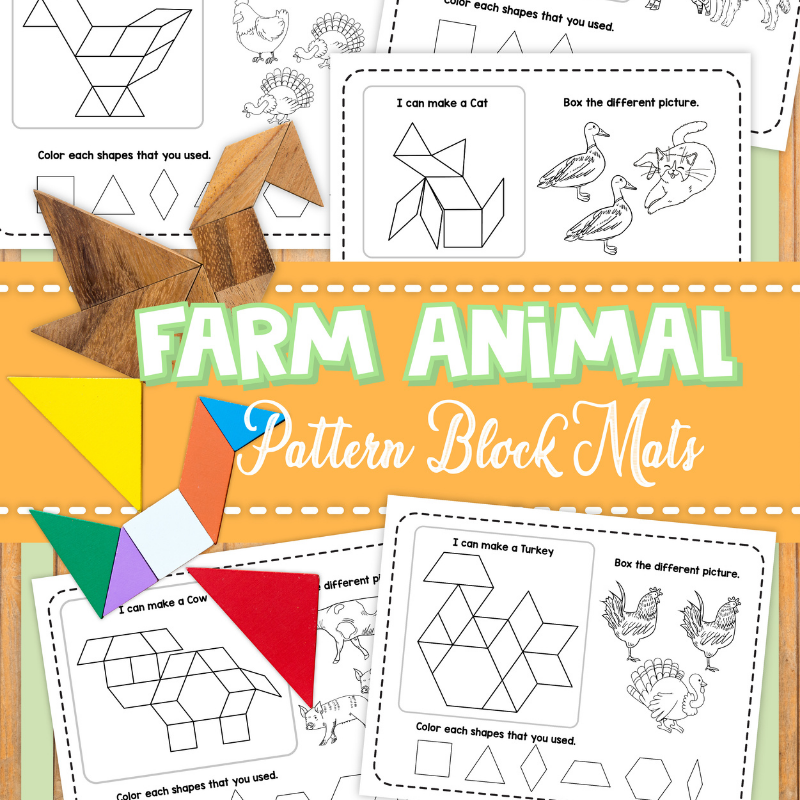 Farm animals tangram activity mats
