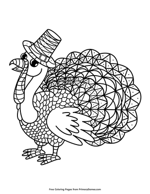 Geometric turkey coloring page â free printable pdf from