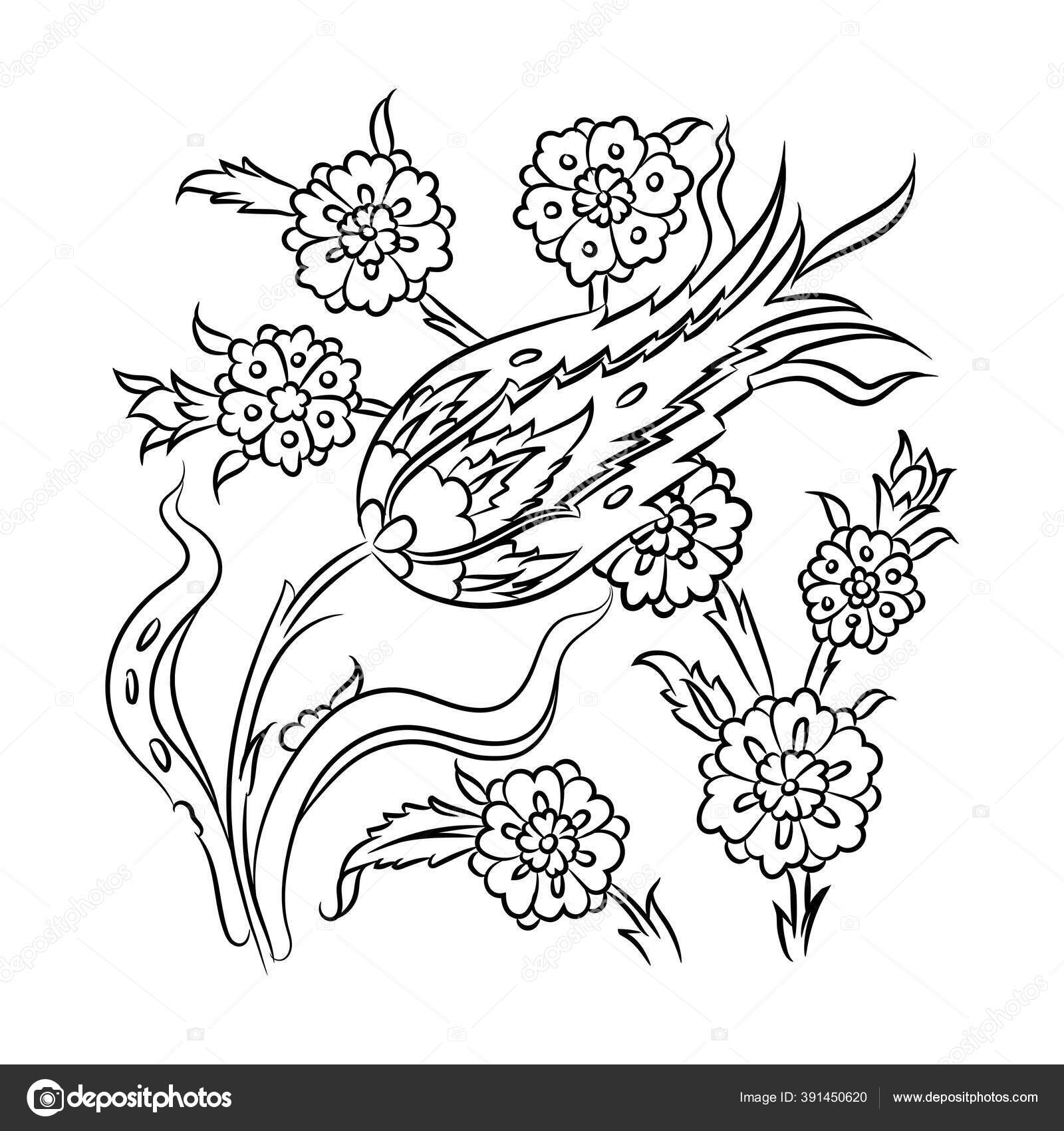 Traditional turkish style floral drawing stylized floral illustration iznik tile stock vector by enginkorkmaz