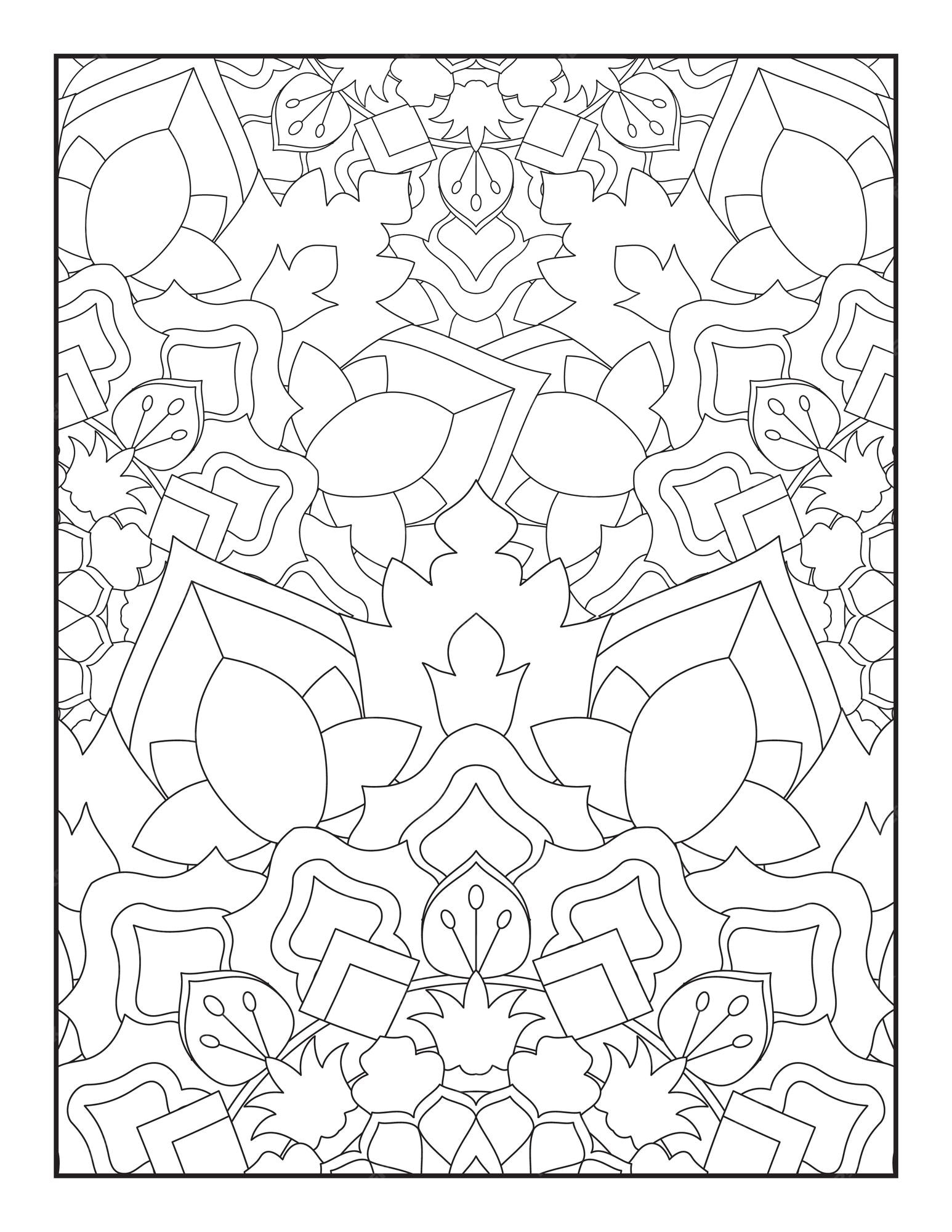 Premium vector floral mandala coloring page coloring page for adults and kids