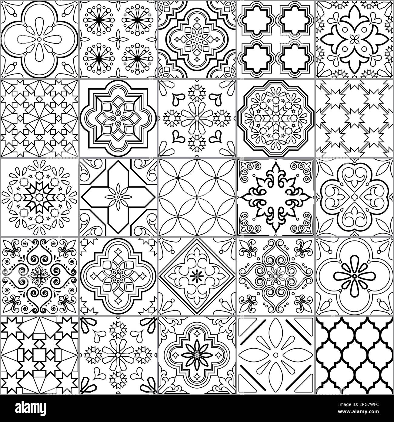 Azulejo tiles seamless vector pattern set