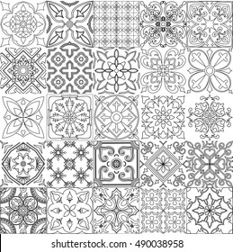 Big set tiles background black white stock illustration