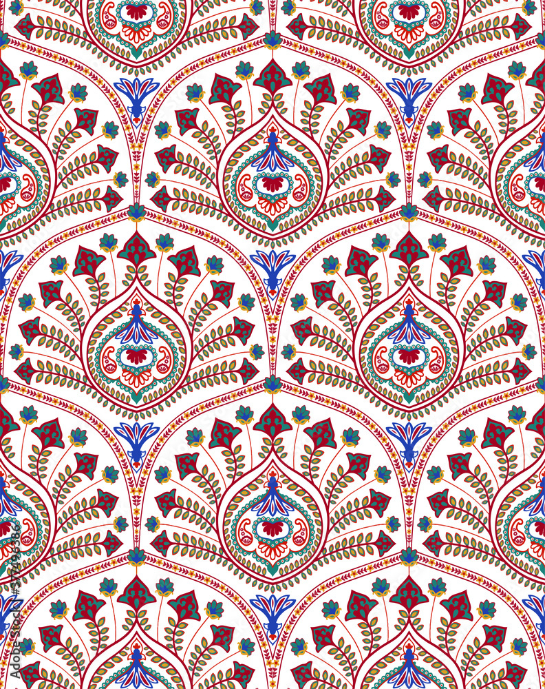 Seamless floral vintage multi color pattern in turkish style endless pattern can be used for ceramic tile wallpaper linoleum textile web page background vector vector