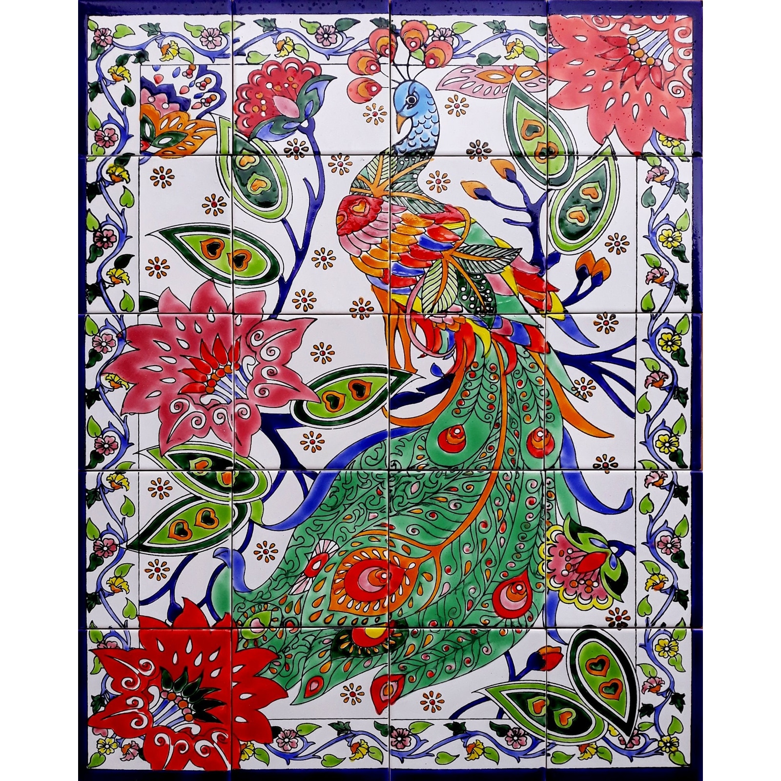 In x in unique mosaic tile ceramic wall mural pc peacock design