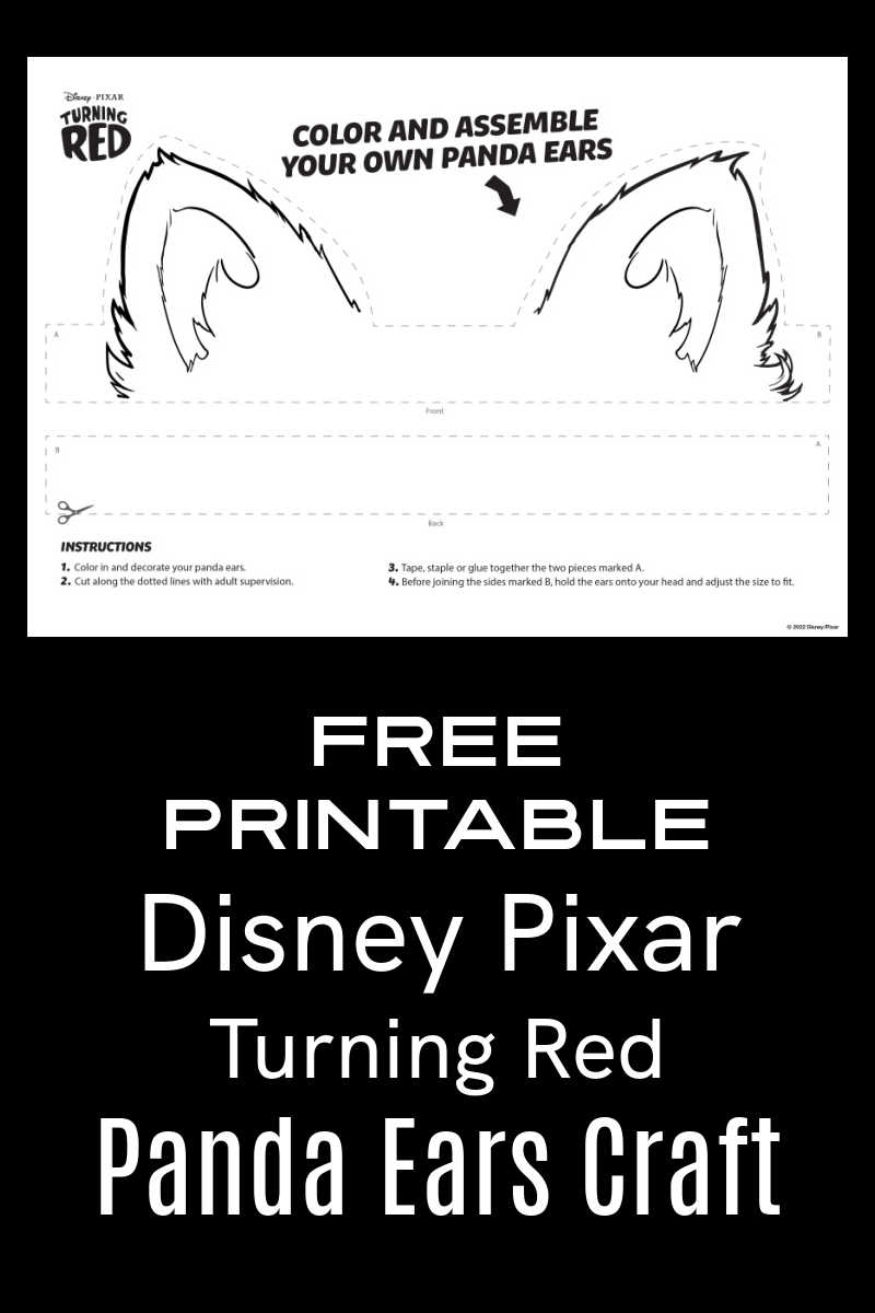 Free printable disney turning red panda ears craft