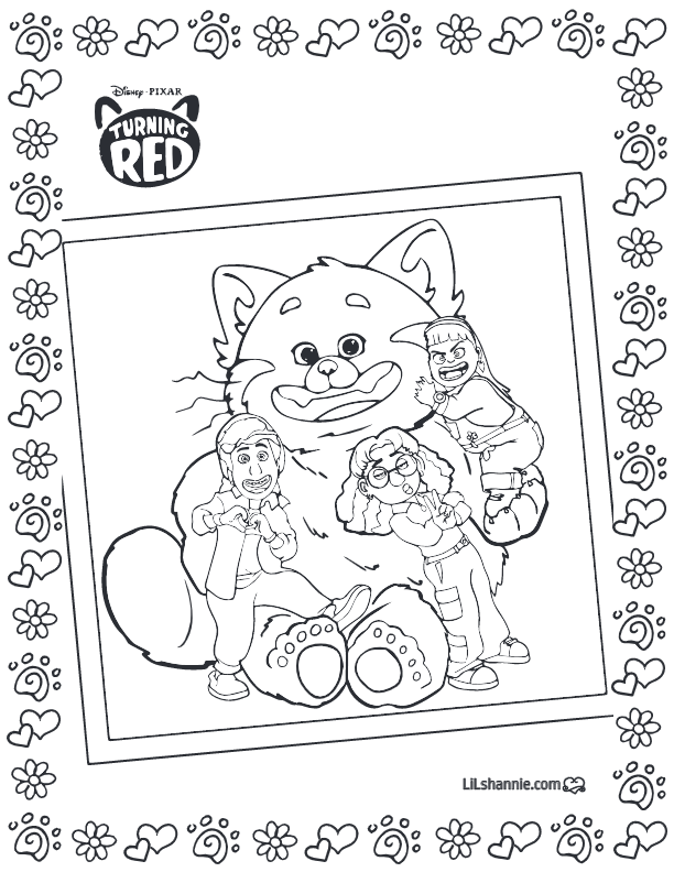 Turning red coloring page