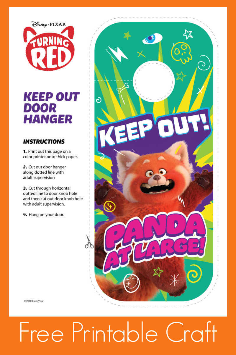 Turning red door hanger craft with free printable pdf