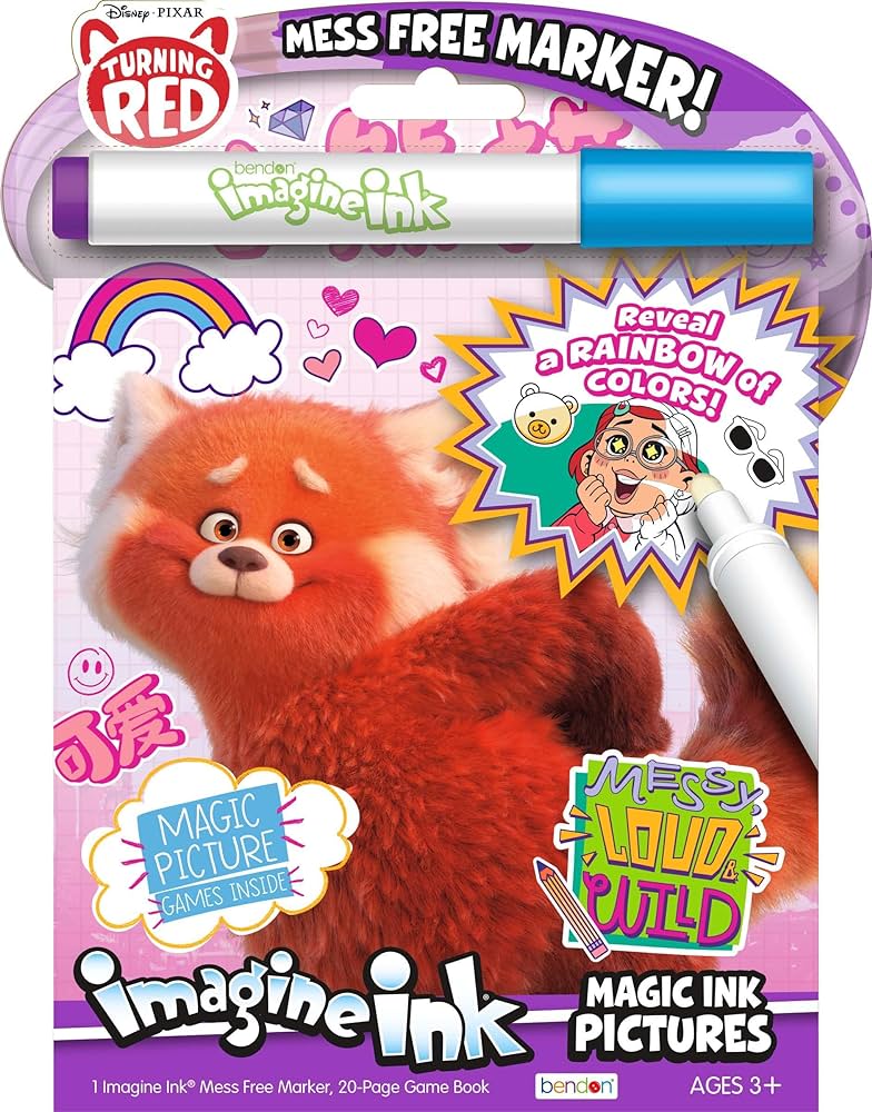 Disney pixar turning red page imagine ink magic pictures coloring book with mess free marker toys games
