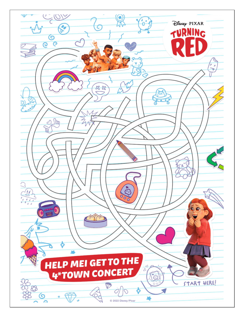 Turning red loring pages and printable activities
